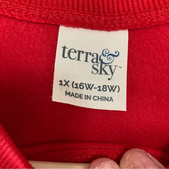 Red Holiday Christmas Tree Sweatshirt Size 1X - Picture 3 of 9